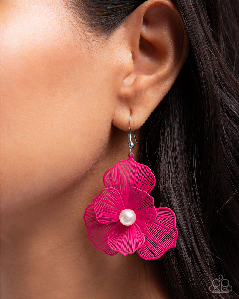 PETAL the Score - Pink Earrings - Paparazzi Accessories