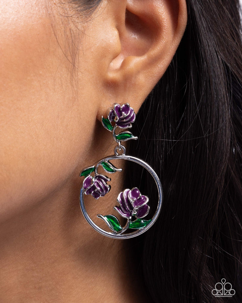 ROSE to You - Purple Post Earrings - Paparazzi Accessories