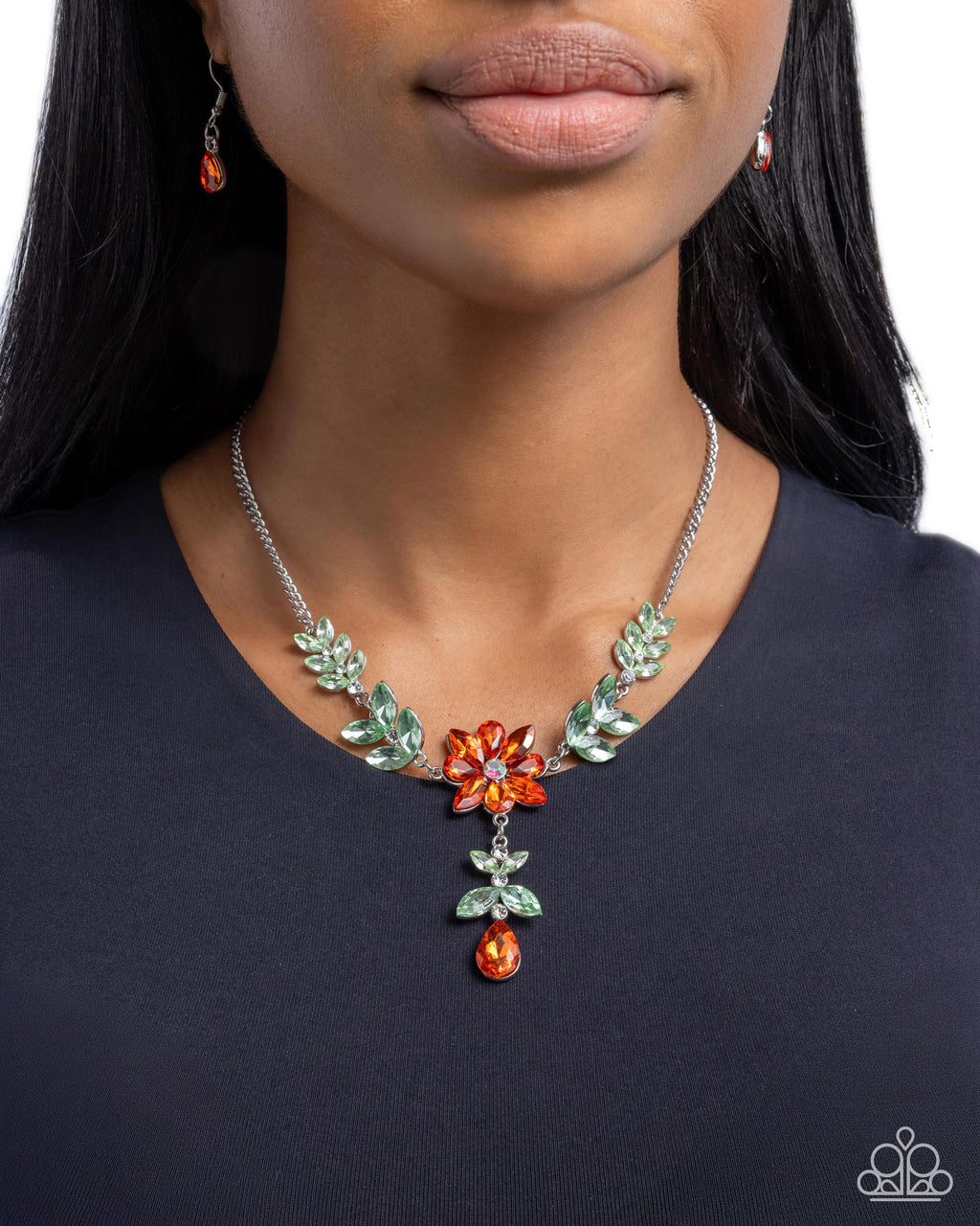 Bouquet Backdrop - Orange Necklace - Paparazzi Accessories