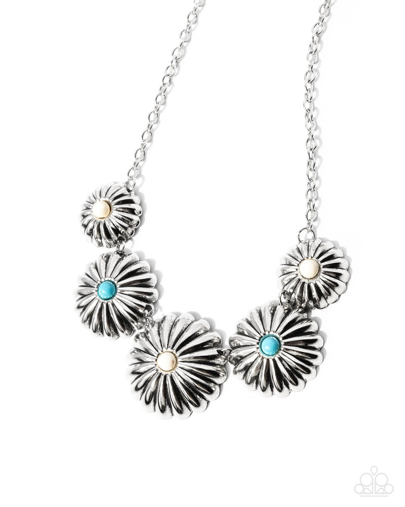 Complete Look - Turquoise & White Flower Set - Paparazzi Accessories