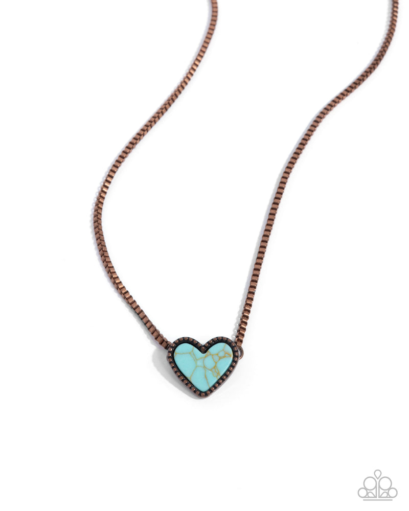 Complete Look - Turquoise Copper Heart Set - Paparazzi Accessories
