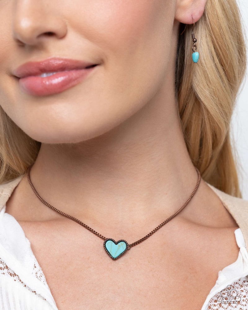 Complete Look - Turquoise Copper Heart Set - Paparazzi Accessories
