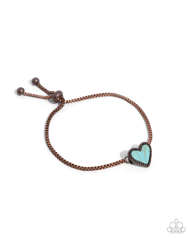 Complete Look - Turquoise Copper Heart Set - Paparazzi Accessories