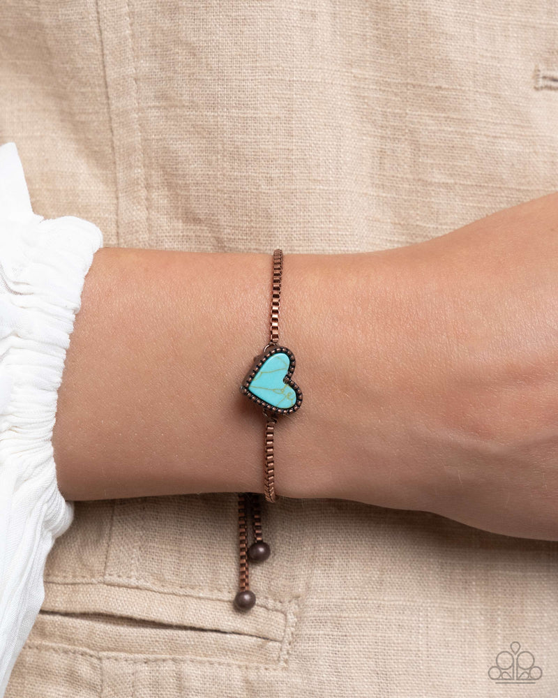Complete Look - Turquoise Copper Heart Set - Paparazzi Accessories