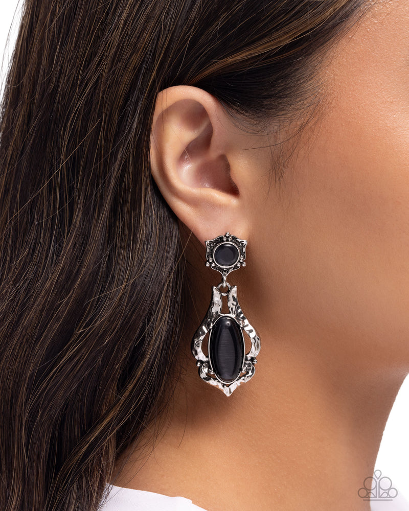 High-End Reservation - Black Post Earrings - Paparazzi Accessories