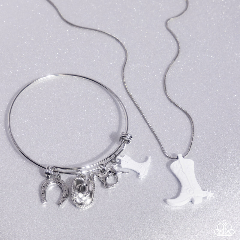 Complete Look - White Cowboy Boot Set - Paparazzi Accessories