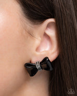 Spruced Up - Black Post Earrings - Paparazzi Accessories