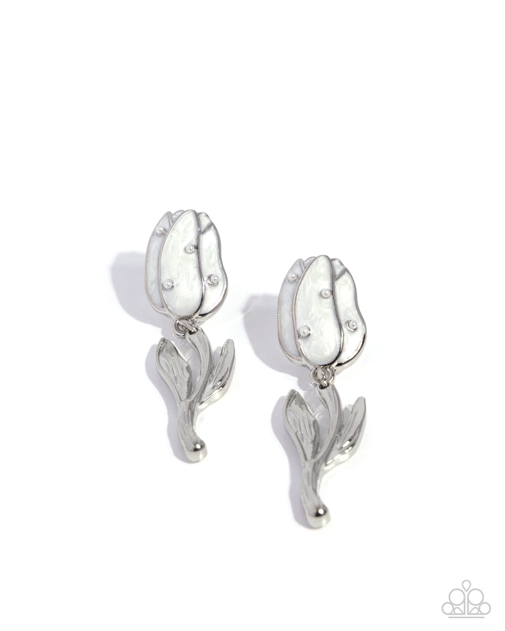 five-dollar-jewelry-timeless-tulip-white-post earrings-paparazzi-accessories