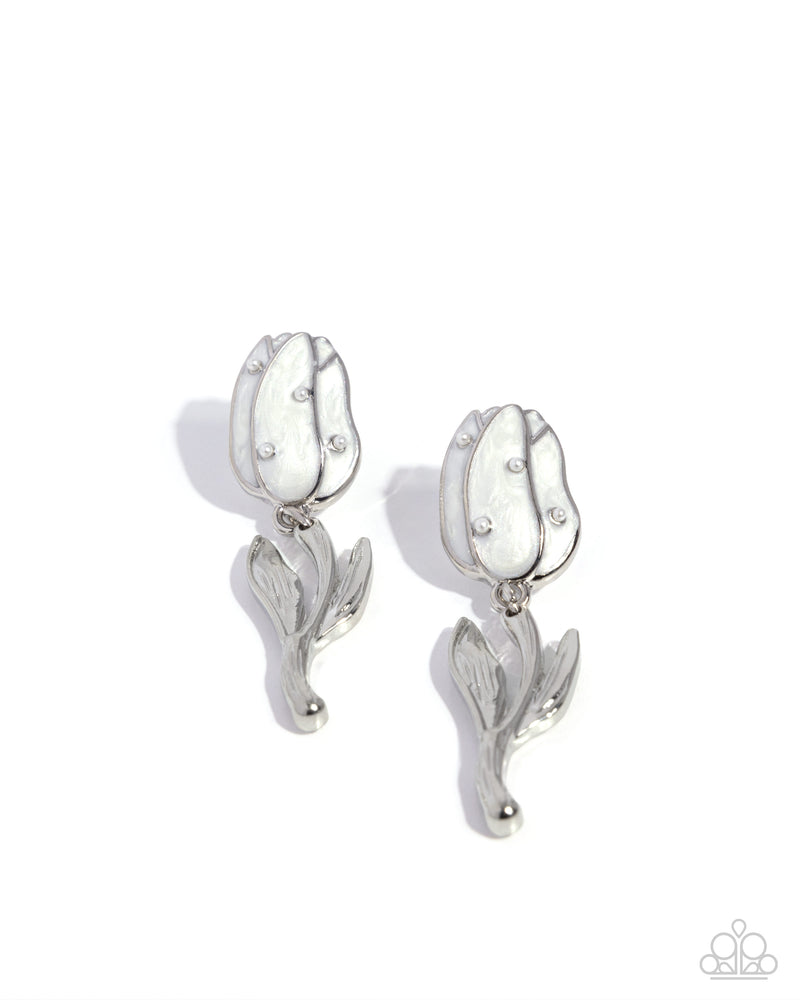 five-dollar-jewelry-timeless-tulip-white-post earrings-paparazzi-accessories
