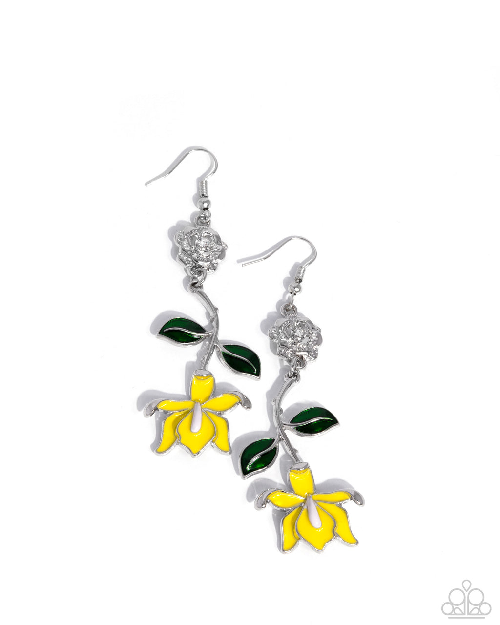 five-dollar-jewelry-floral-fractal-yellow-earrings-paparazzi-accessories