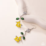 Floral Fractal - Yellow Earrings - Paparazzi Accessories