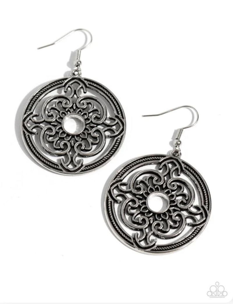 Mandala Meditation - Silver Earrings