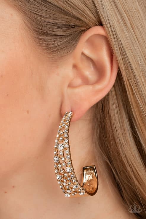 Cold as Ice - Gold Hoop Earrings - Paparazzi Accessories
