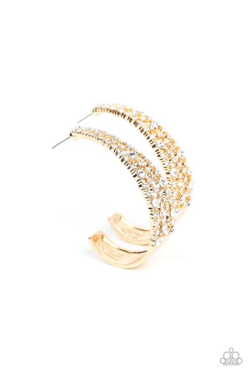 Cold as Ice - Gold Hoop Earrings - Paparazzi Accessories