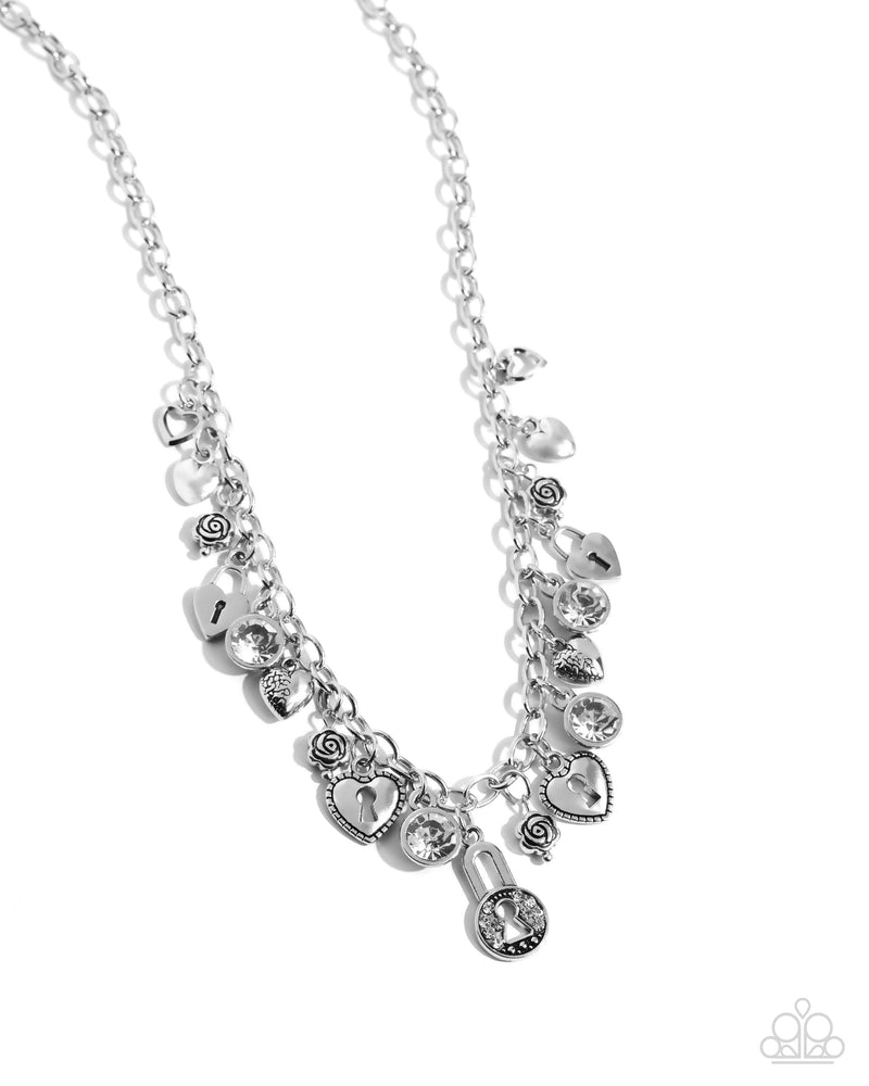 LOCK of Love - White Necklace