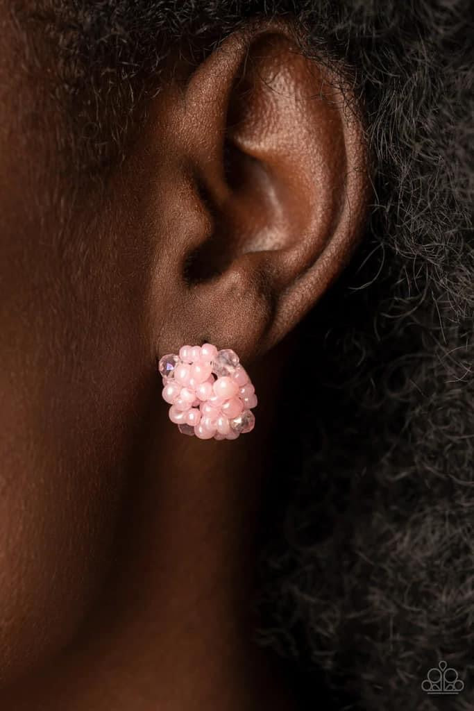 Bunches of Bubbly - Pink Post Earrings - Paparazzi Accessories