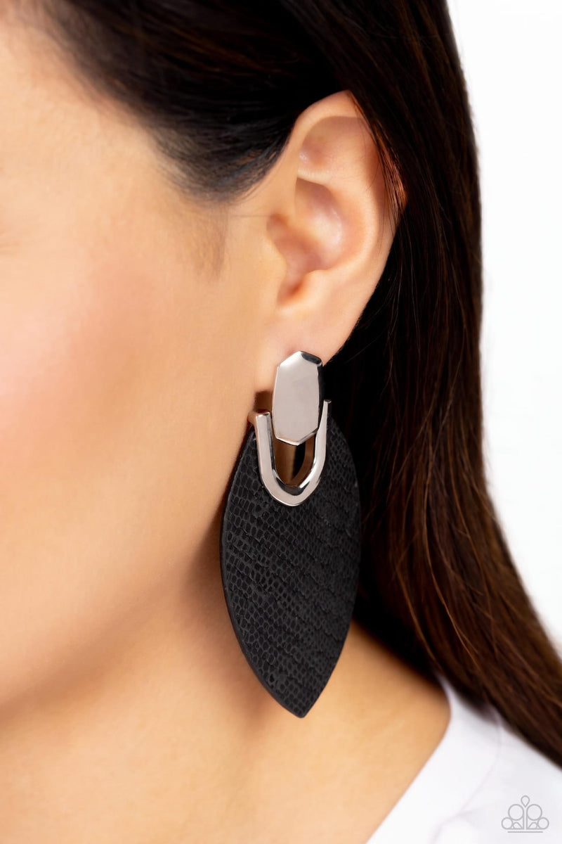 Wildly Workable - Black Post Earrings - Paparazzi Accessories