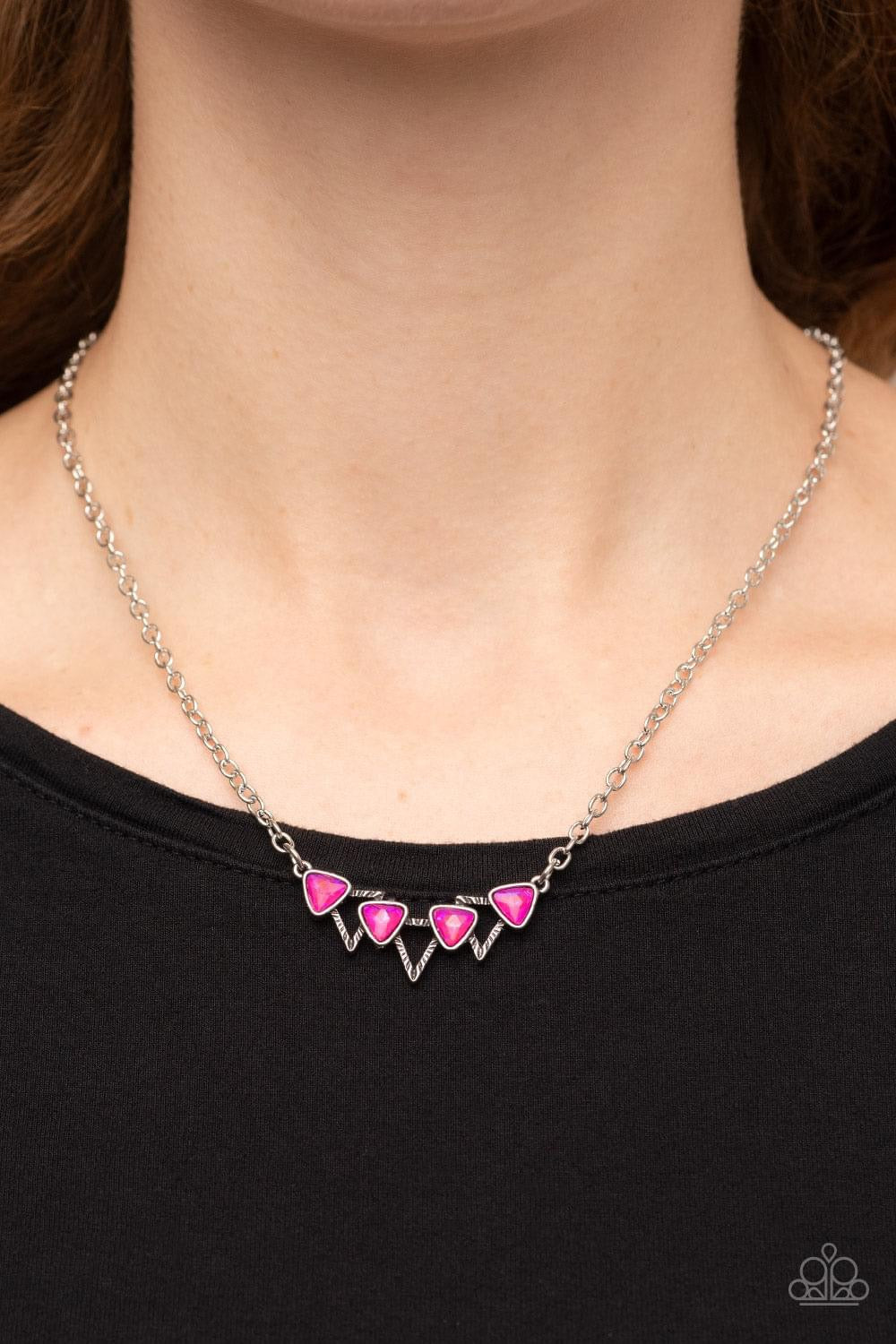 Pyramid Prowl - Pink Necklace - Paparazzi Accessories