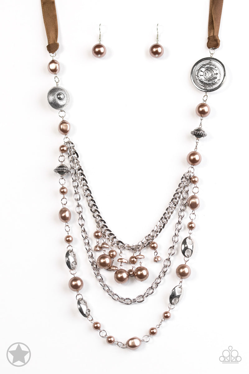 five-dollar-jewelry-brown-ribbon-and-pearls-blockbuster-necklace-paparazzi-accessories