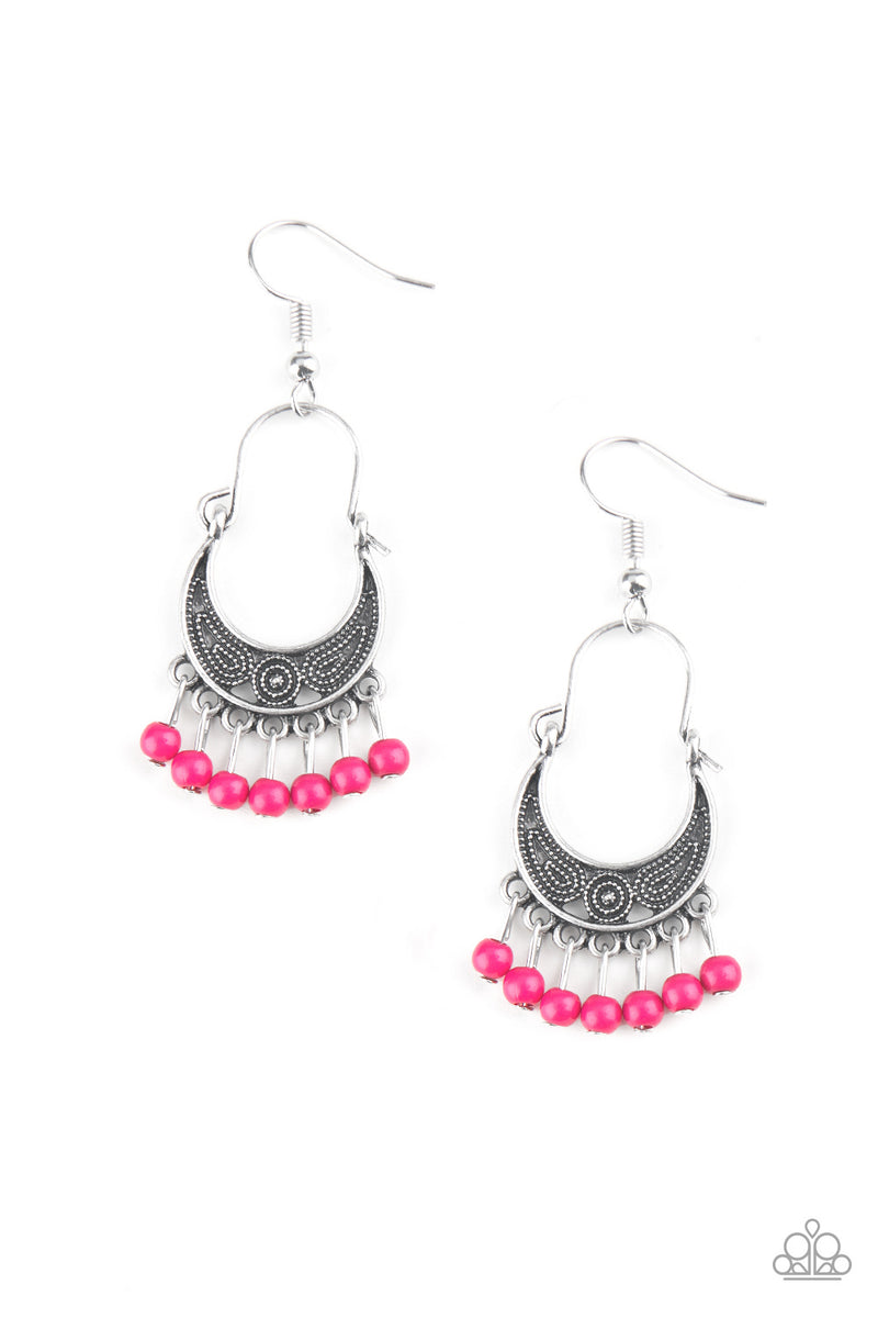 Hopelessly Houston - Pink Earrings - Paparazzi Accessories