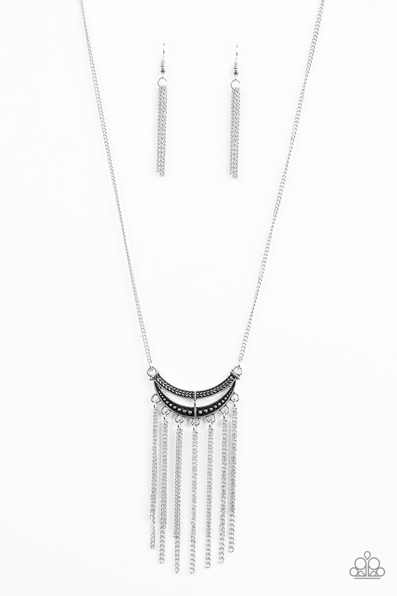 Mayan Moon - Silver Necklace - Paparazzi Accessories