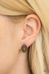 Just A Flicker - Copper Post Post Earrings - Paparazzi Accessories