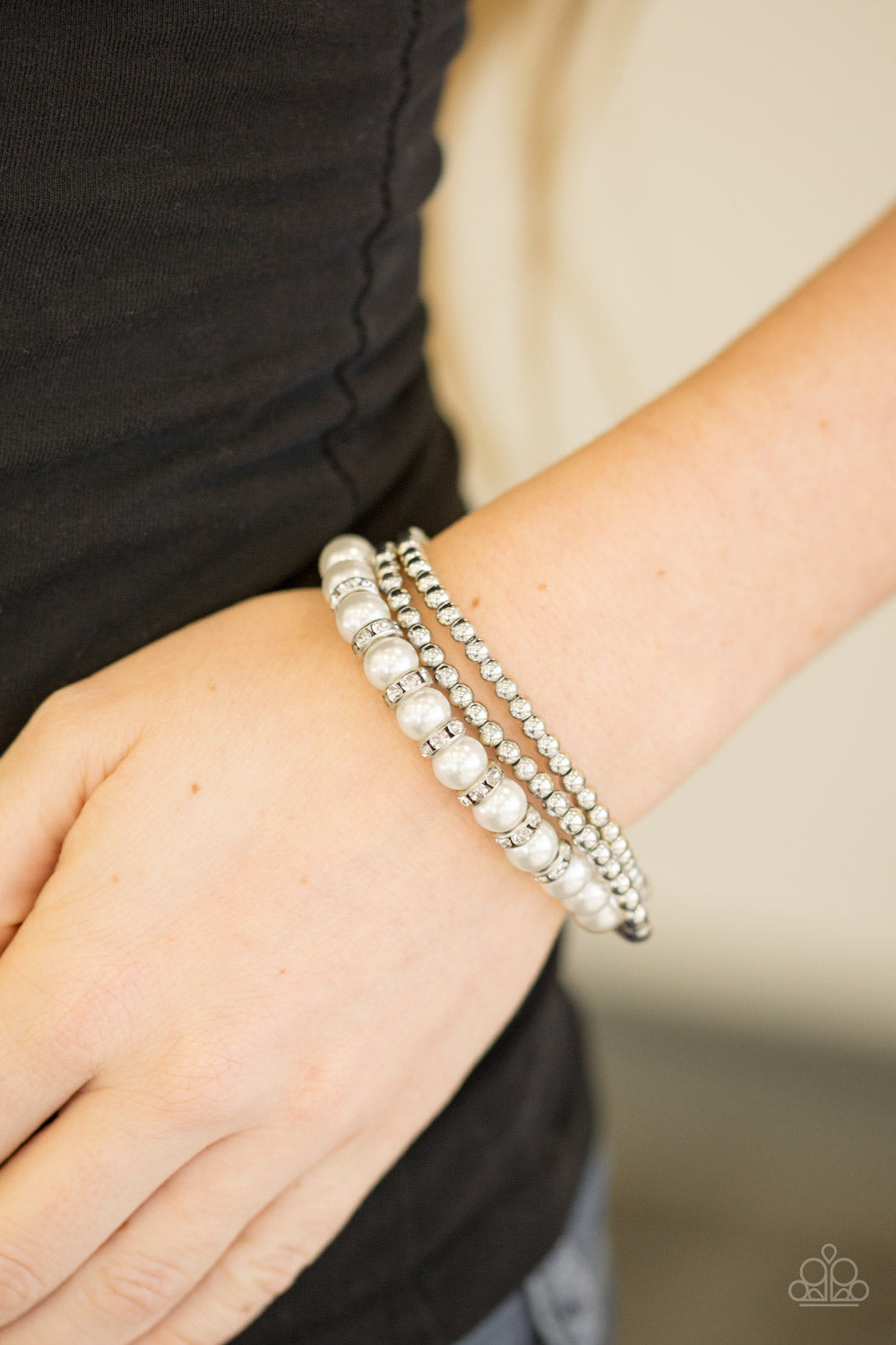 Perfect POSH-ture - White Bracelet - Paparazzi Accessories