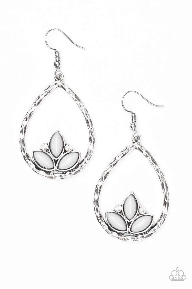 Lotus Laguna - Silver Earrings - Paparazzi Accessories