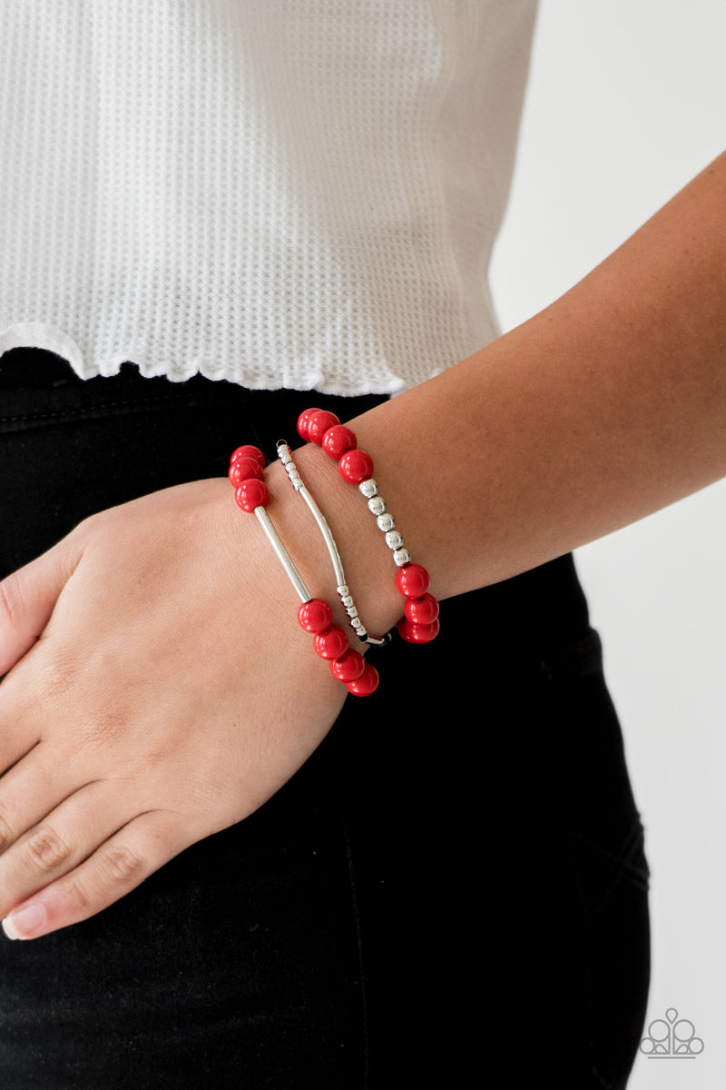 New Adventures - Red Bracelet - Paparazzi Accessories