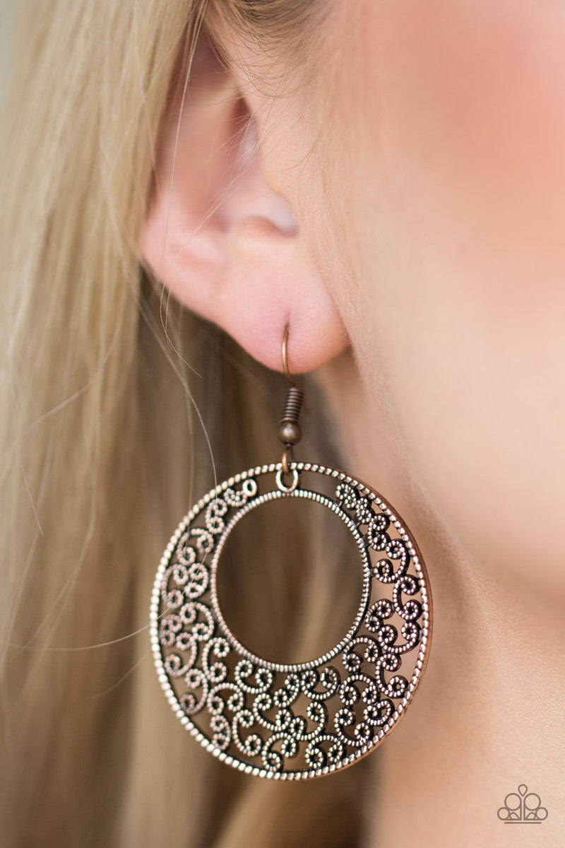 Wistfully Winchester - Copper Earrings - Paparazzi Accessories