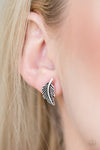 Flying Feathers - Silver Post Earrings - Paparazzi Accessories