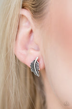 Flying Feathers - Silver Post Earrings - Paparazzi Accessories