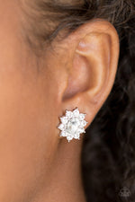 Starry Nights - White Post Earrings - Paparazzi Accessories