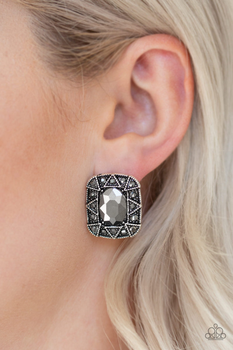 Young Money - Silver Post Earrings - Paparazzi Accessories