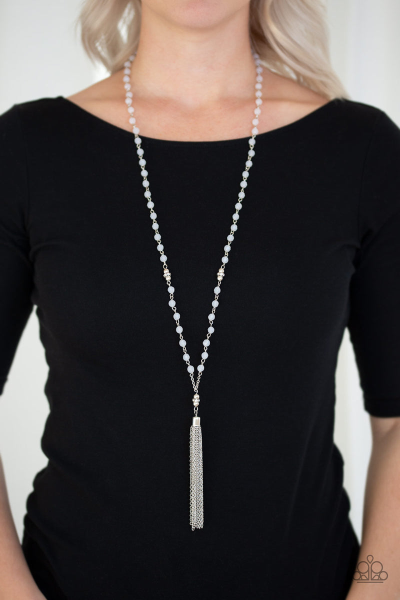 Tassel Takeover - White Necklace - Paparazzi Accessories