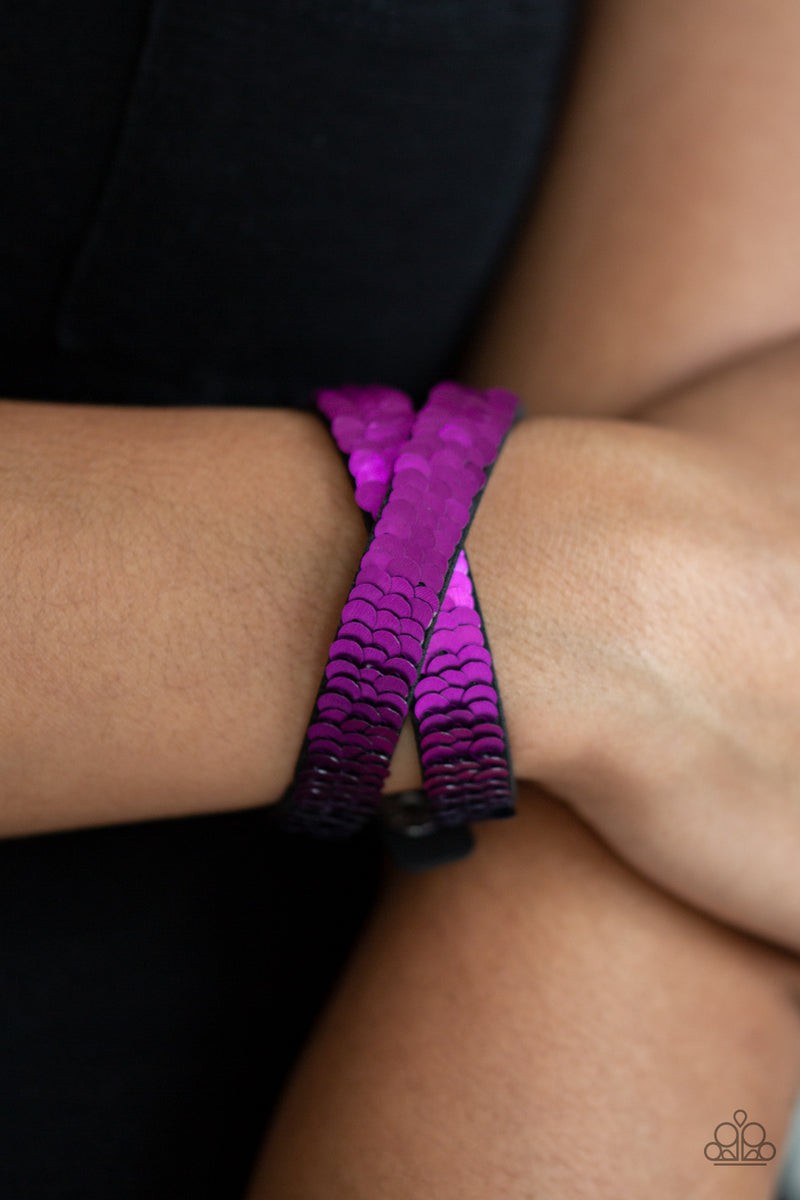 Under The SEQUINS - Purple Bracelet - Paparazzi Accessories