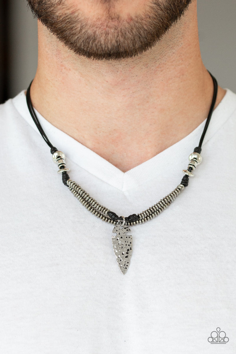 Off With His ARROWHEAD - Black Mens Necklace - Paparazzi Accessories