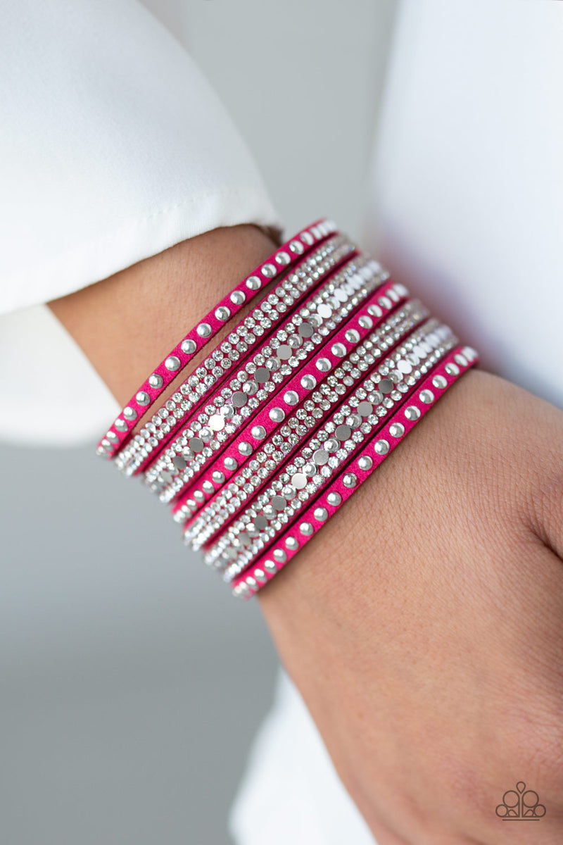 All Hustle and Hairspray - Pink Bracelet - Paparazzi Accessories