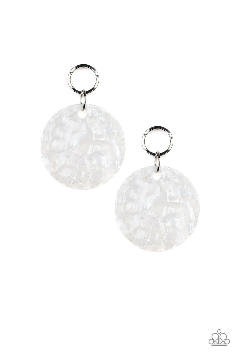 Beach Bliss - White Post Earrings - Paparazzi Accessories