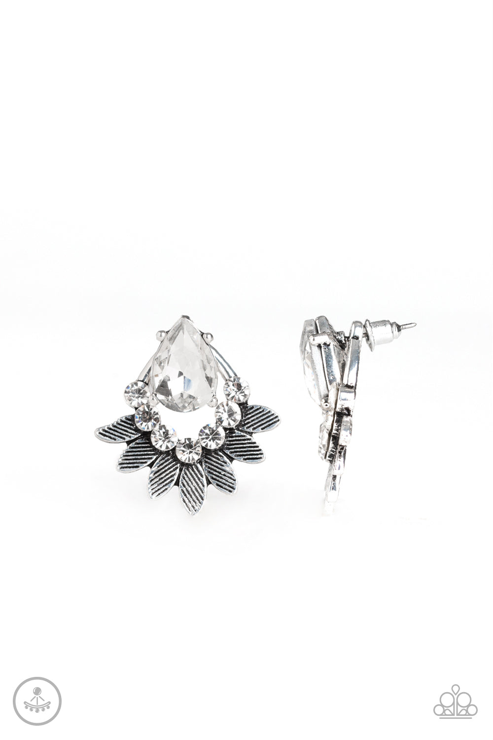 five-dollar-jewelry-crystal-canopy-white-post earrings-paparazzi-accessories