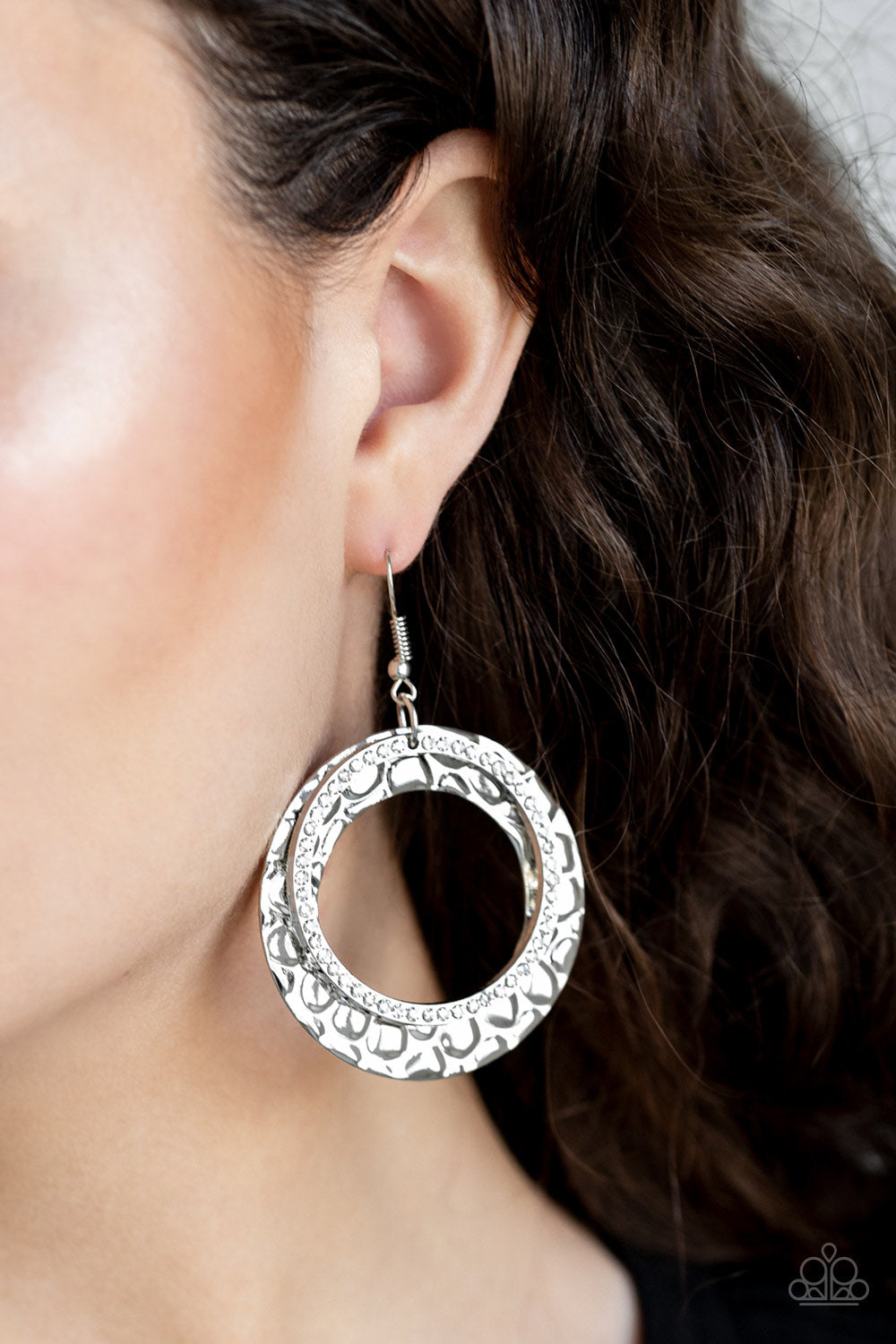 Cinematic Shimmer - White Earrings - Paparazzi Accessories