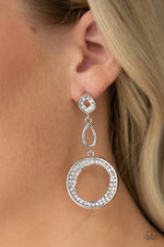 On The Glamour Scene - White Post Earrings - Paparazzi Accessories