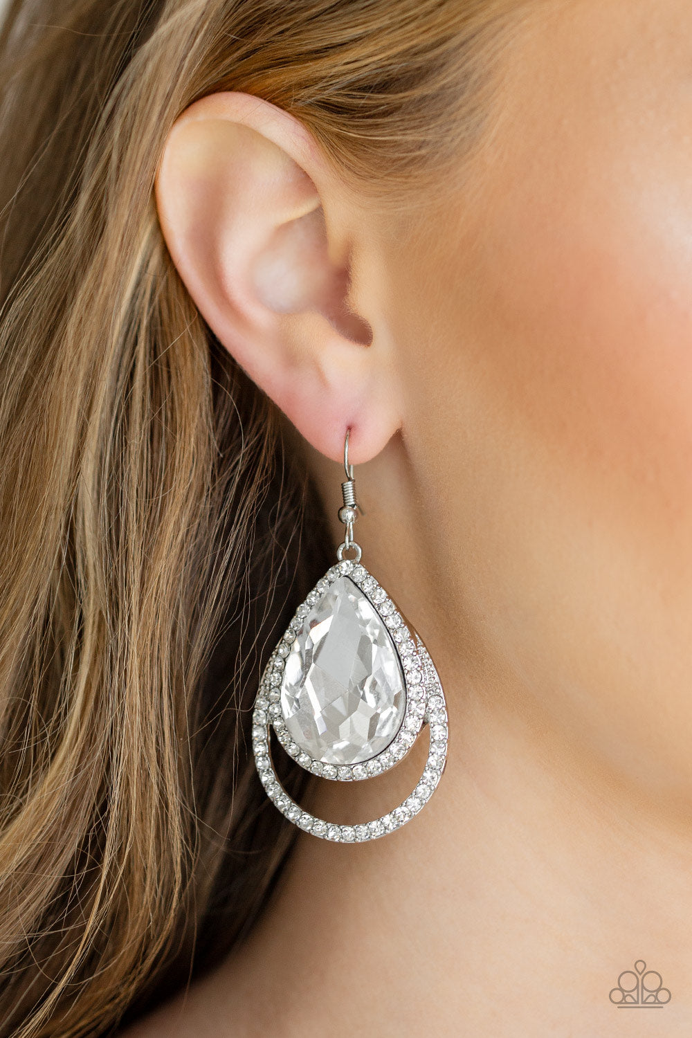 Famous - White Earrings - Paparazzi Accessories