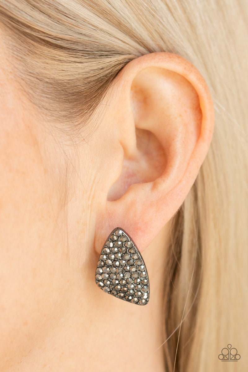 Supreme Sheen - Black Post Earrings - Paparazzi Accessories