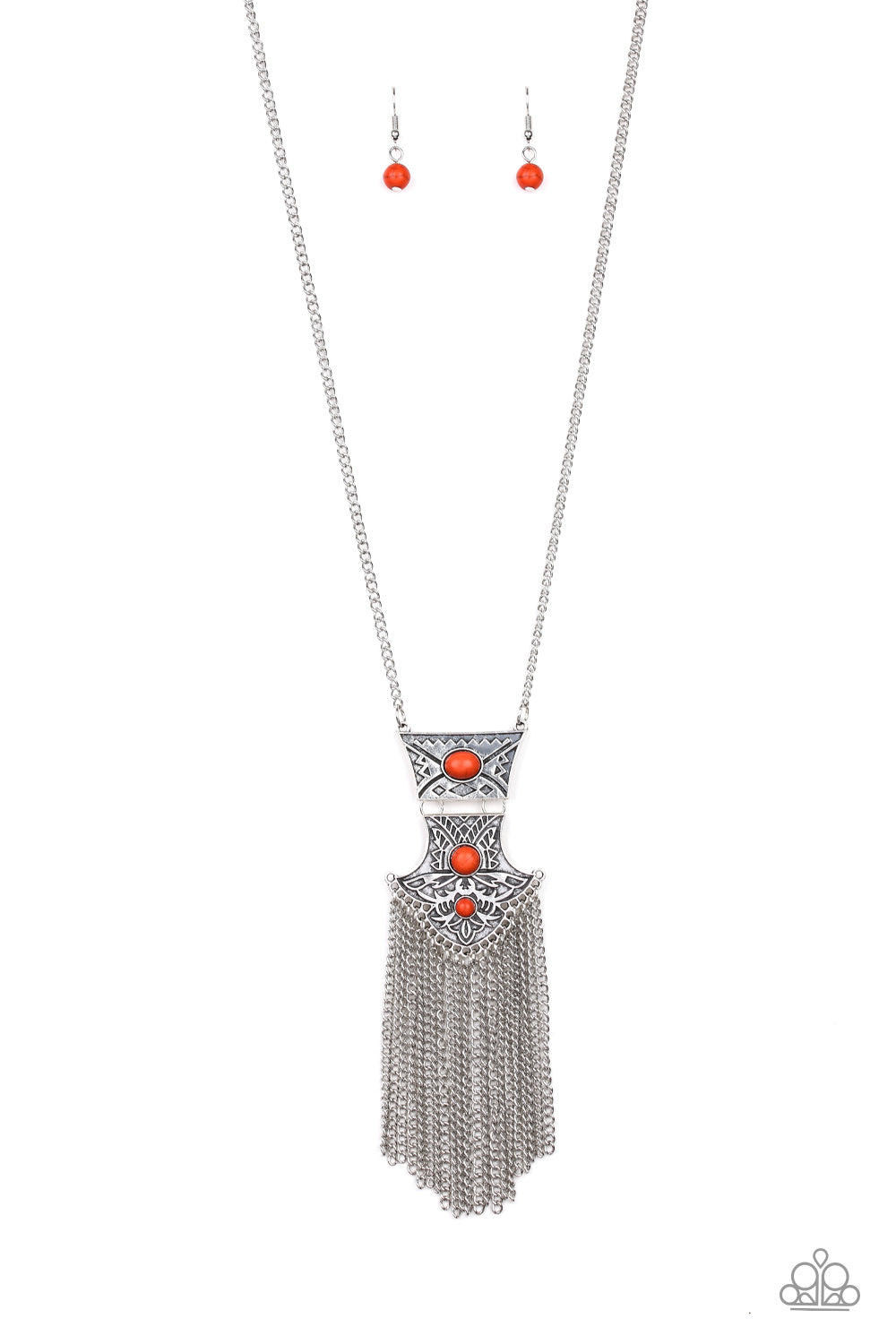five-dollar-jewelry-totem-tassel-orange-necklace-paparazzi-accessories