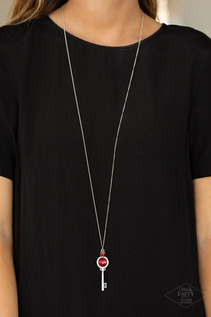 Unlock Every Door - Red Necklace - Paparazzi Accessories