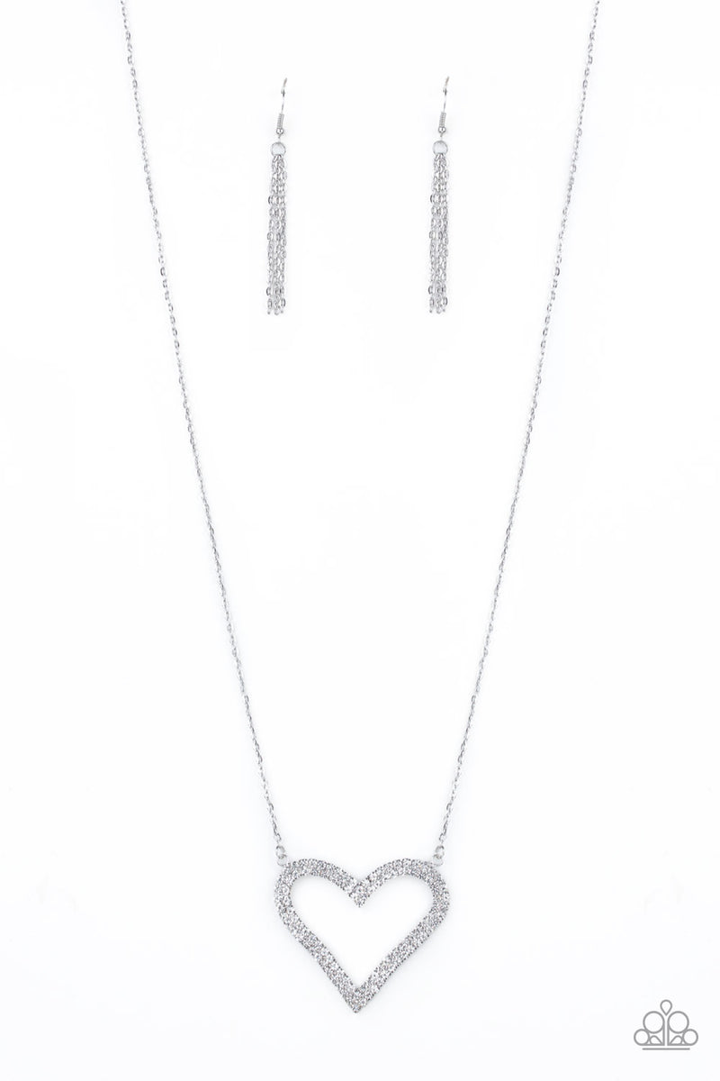 Pull Some HEART-strings - White Necklace - Paparazzi Accessories