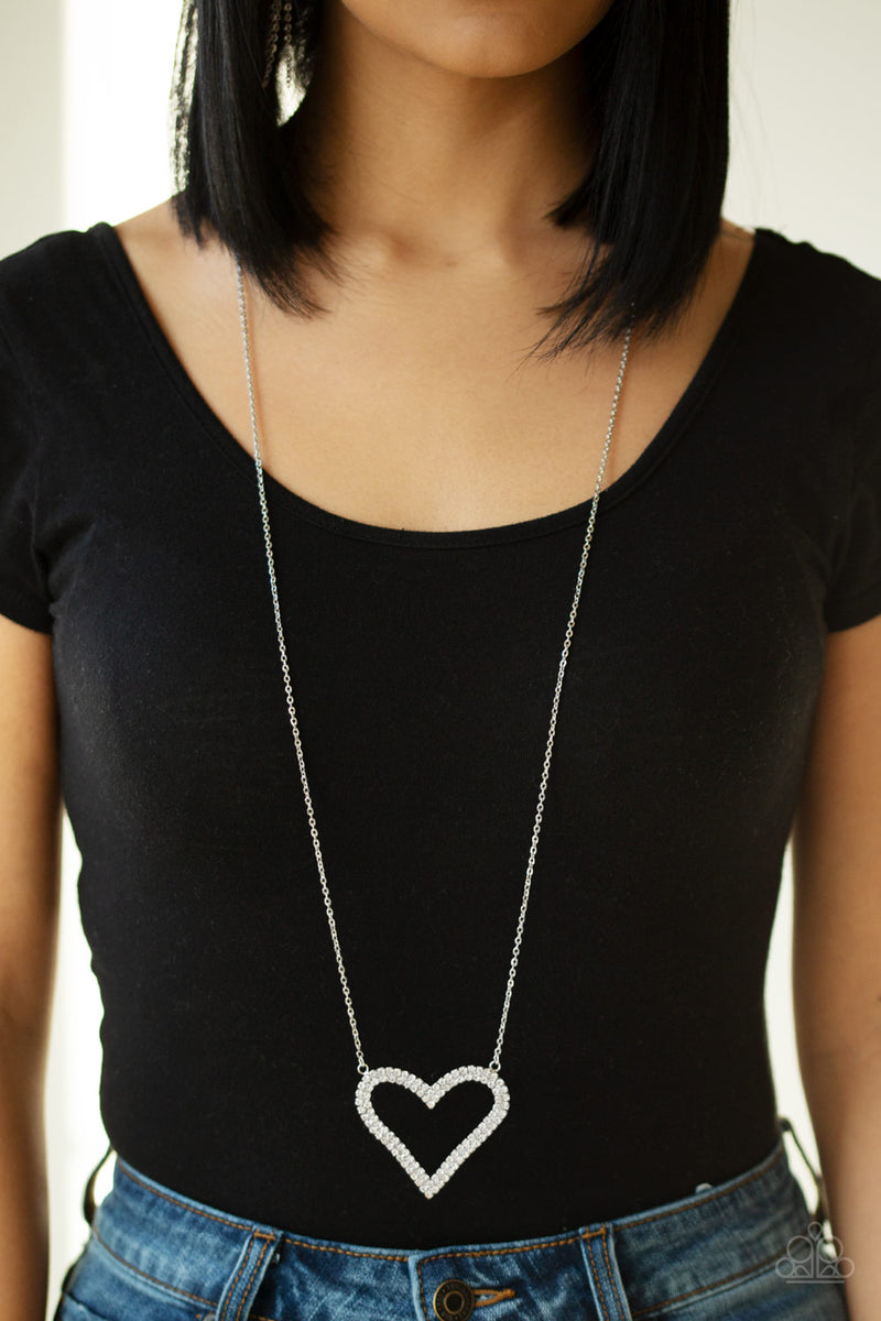Pull Some HEART-strings - White Necklace - Paparazzi Accessories