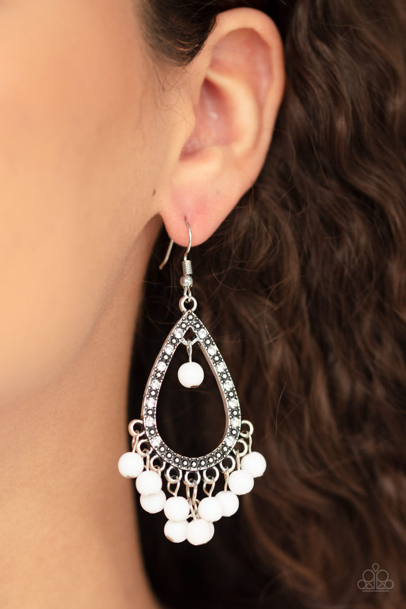 Positively Prismatic - White Earrings - Paparazzi Accessories
