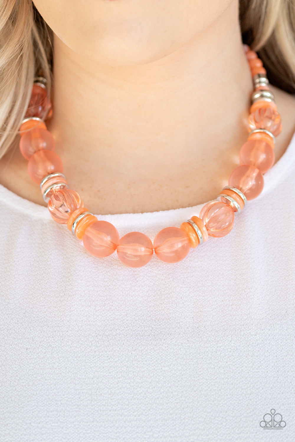 Bubbly Beauty - Orange Necklace - Paparazzi Accessories